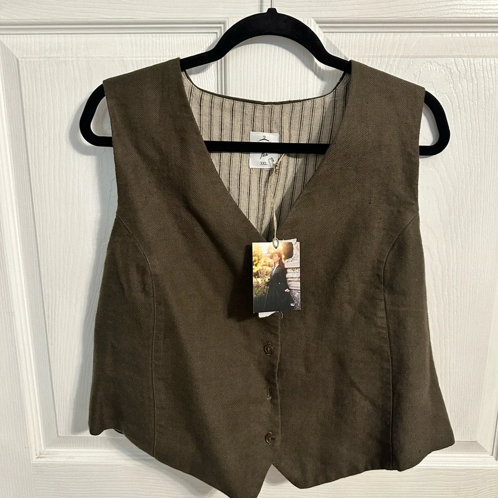 Sondeflor Pine Herringbone Vest NWT - Picture 6 of 6